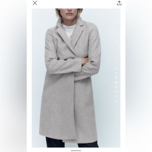 Zara Lapel Coat size Small in neutral taupe grey